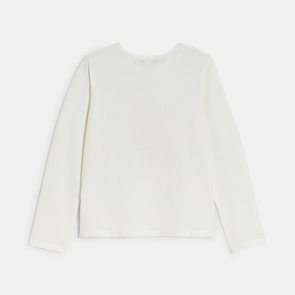 تيشيرت بنمط عيد الميلاد باللون الأبيض للفتيات